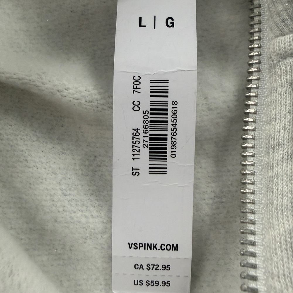 PINK Victoria's Secret Light Gray Quarter-Zip Sweater - Picture 4 of 10